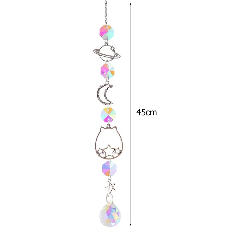 Crystal Wind Chime Prism Catchers Ornament Curtain Home Garden Pendant (D)