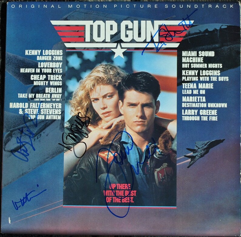 TOP GUN CAST Signed Soundtrack Album X5 Tom Cruise, Kelly McGillis, Tom Skerritt, Val Kilmer, Anthony Edwards wcoa