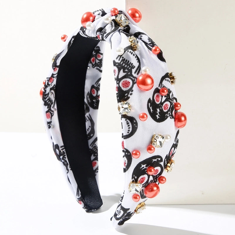 Women’s Hip-Hop Funny Halloween Pattern Spider Web Alloy Diamond Hair Band