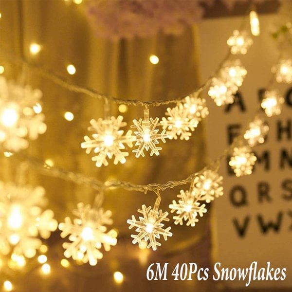 Christmas Lights, Snowflake String Lights 10/20/40 Led Fairy Lights Battery Operated Waterproof For Xmas Garden Patio Bedroom Party Decor Indoor Outdoor Celebration Lighting - Shop Trendy Women's Fashion | TeeYours