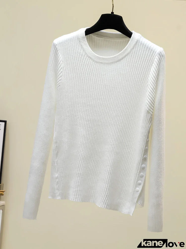 Women's Acrylic O-Neck Full Sleeves Solid Pattern Pullover Sweater