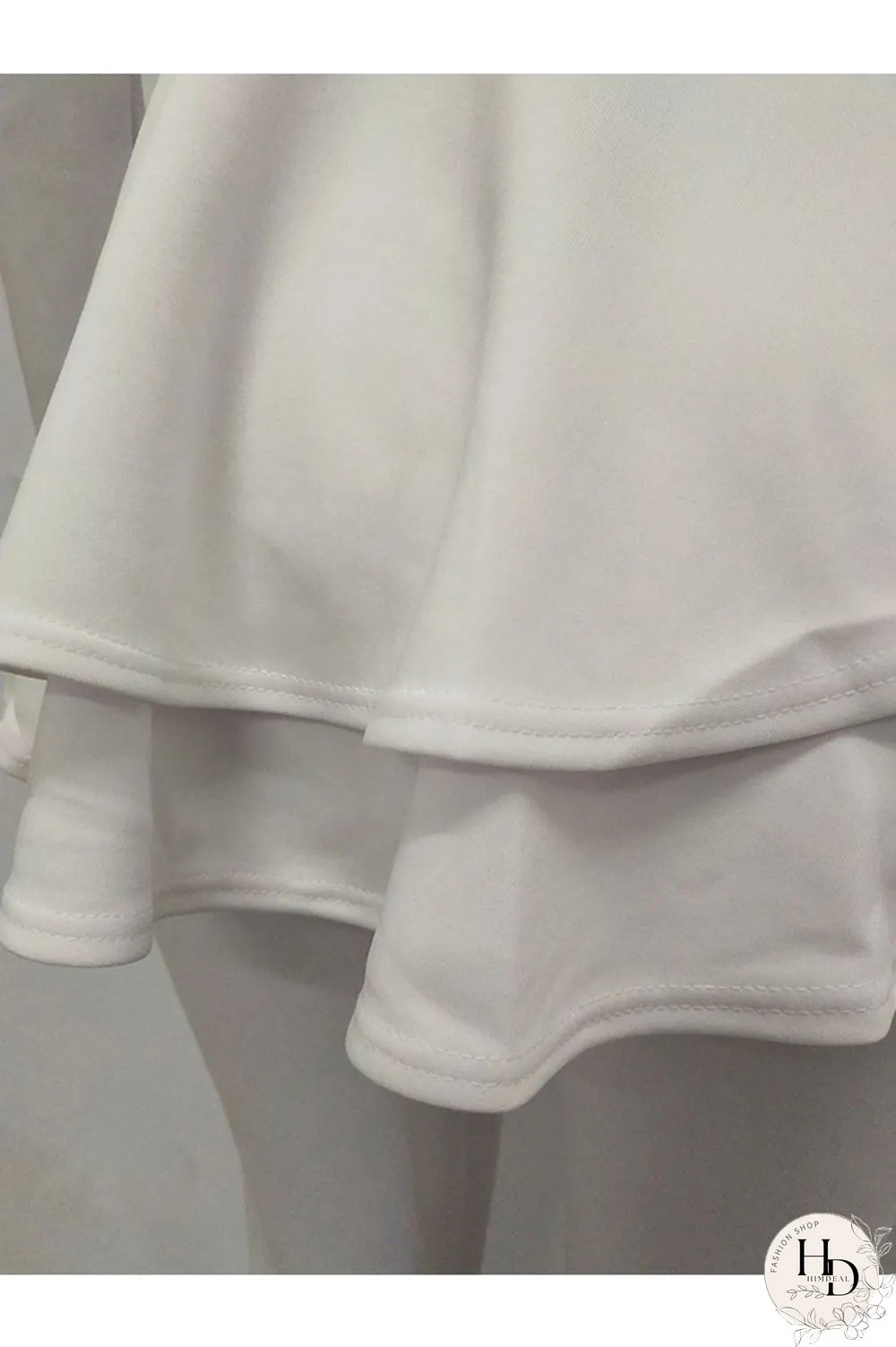 Black Casual Two Piece Suits Patchwork ruffle Solid pencil Long Sleeve