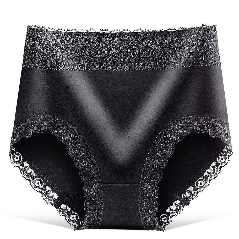  thdmladies Comfortable High Waist Lace  Briefs 4PCS thedmladies