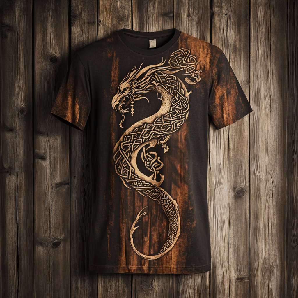 Men's Viking Nordic Jormungandr Totem Print T-shirt / Rvogue / Rvogue