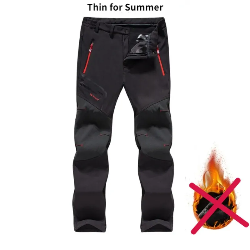 Men's Pants Winter Fleece Warm Oversized Outdoor Hiking Camping Sports Trousers Casual Soft Waterproof Cargo Pants Plus Size