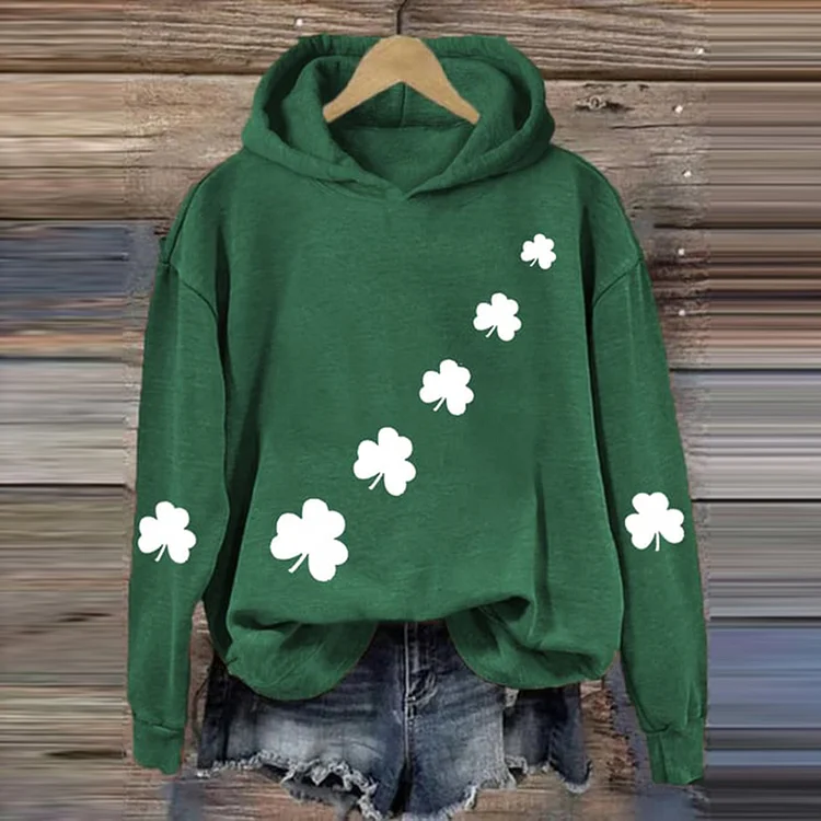 Comstylish St. Patrick's Day Shamrock Print Casual Hoodie