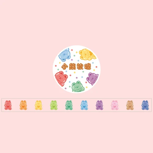 JOURNALSAY 100pcs Tearable Basic Girl Cute Bear Journal Decorative Washi Tape