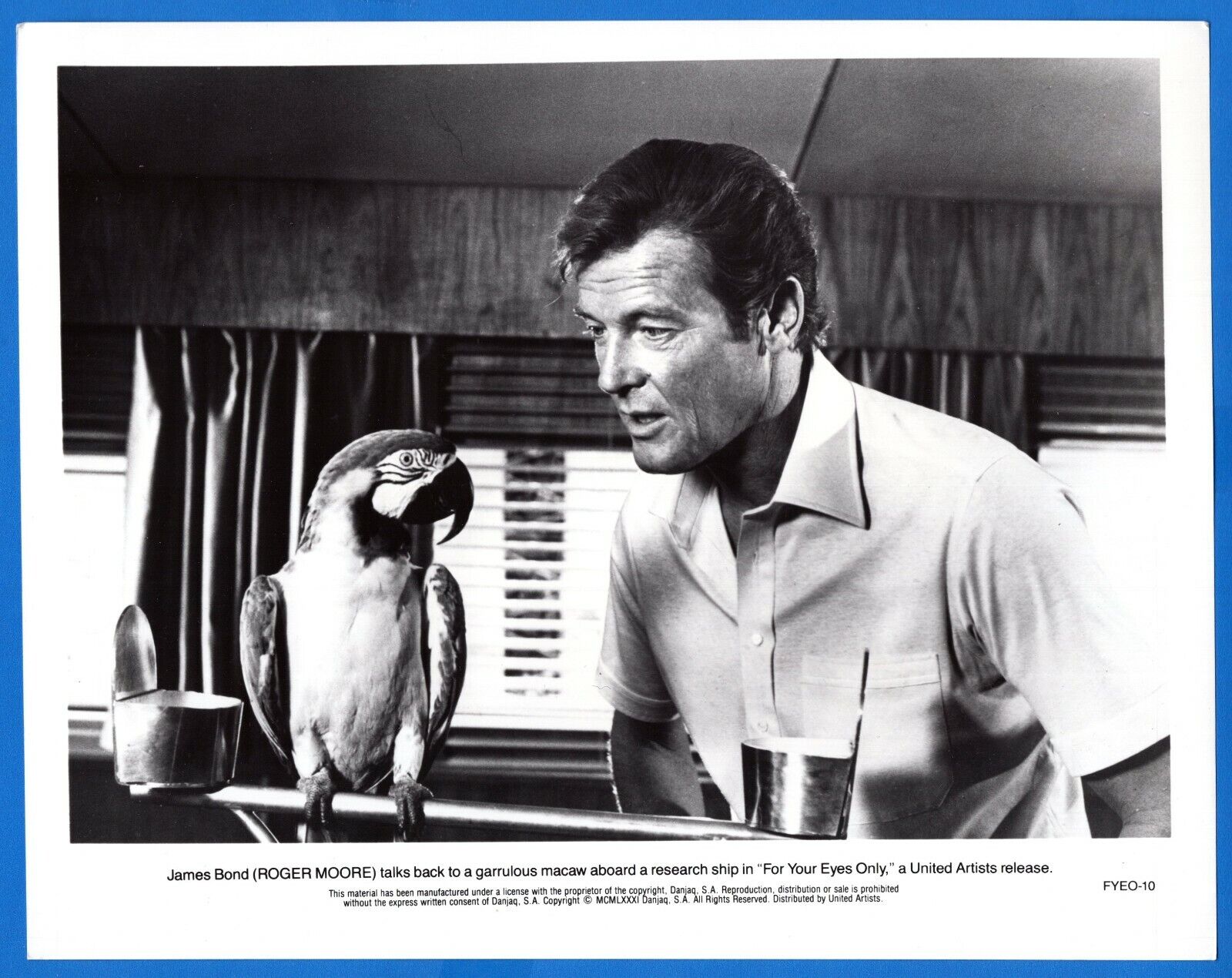 ROGER MOORE James Bond 007 Actor Vintage 8x10 Photo Poster painting FOR YOUR EYES ONLY 1981