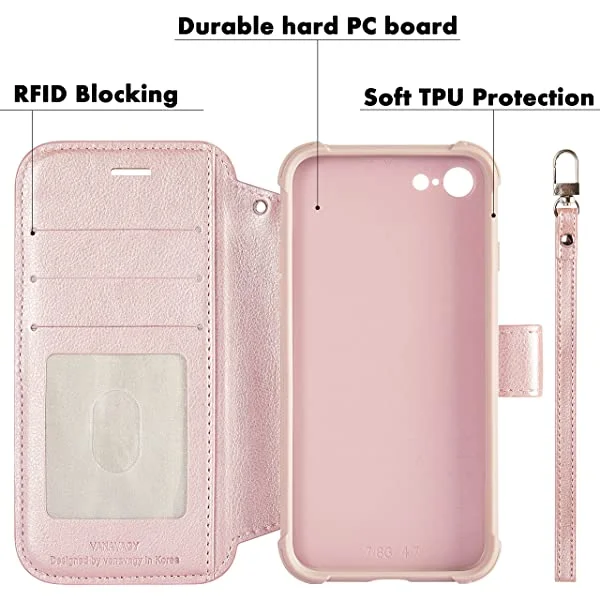 VANAVAGY iPhone SE 2022/iPhone SE 2020 Wallet /iPhone 8/iPhone 7 Wallet Case 4.7 inch