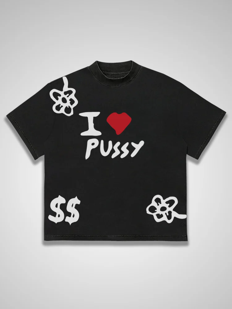 I Love Cats, Small Flower Short Sleeved T-shirts
