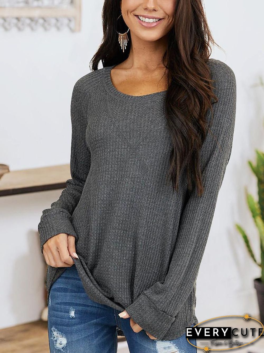 Loose Solid Long Sleeve T-Shirt