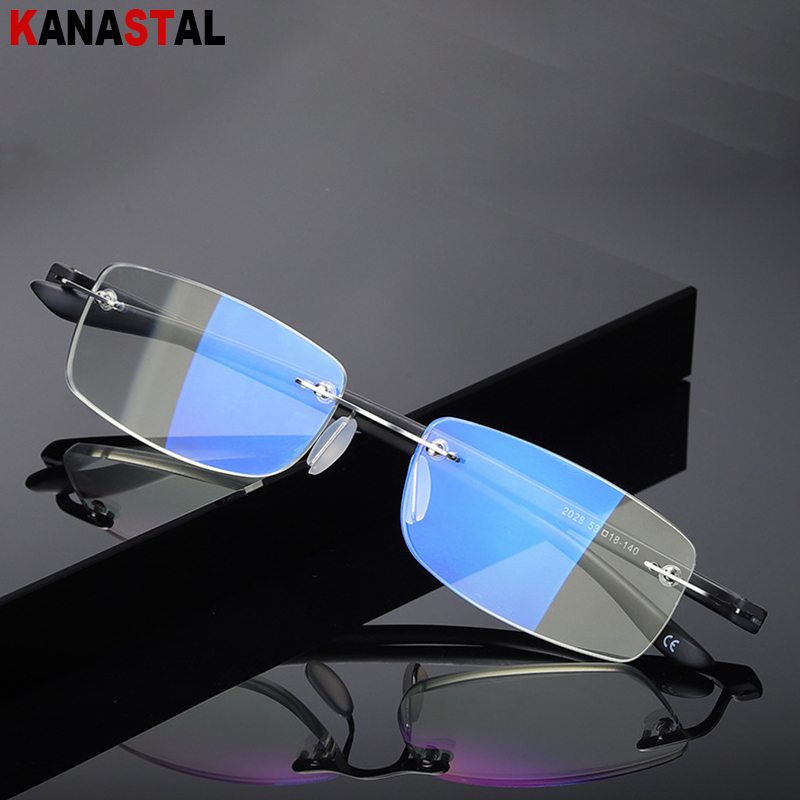 Blue Light Blocking Reading Glasses Men Women Rimless Glasses ...