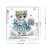 Petit chaton avec bouquet-partiel spécial diamant peinture-30*30cm