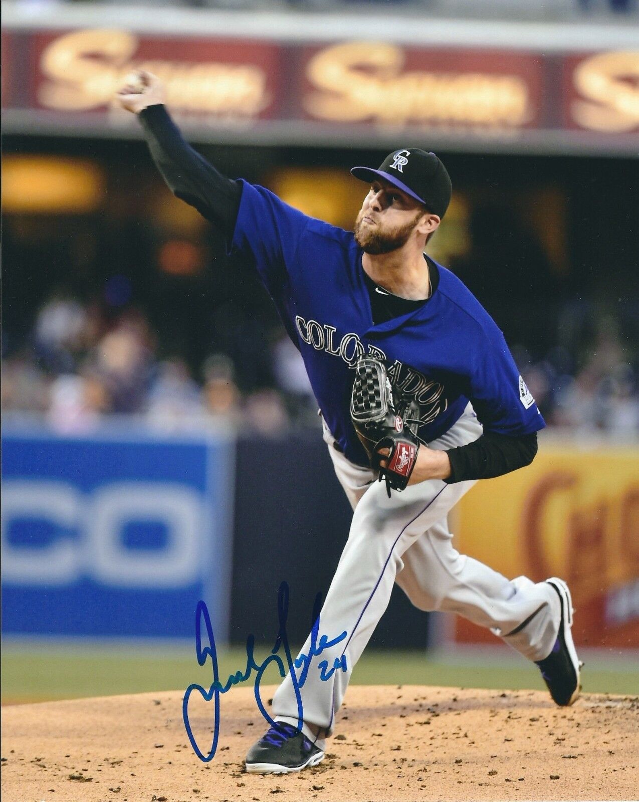 Autographed 8x10 JORDAN LYLES Colorado Rockies Photo Poster painting - COA