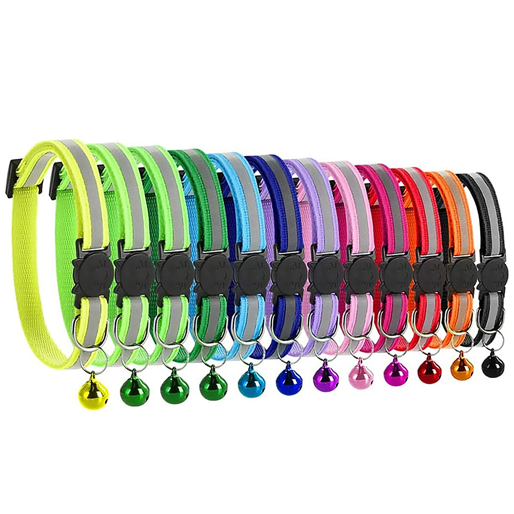 

12x Pet Cat Kitten Collar Adjustable Safety Reflective Ring Necklace Strap, 501 Original