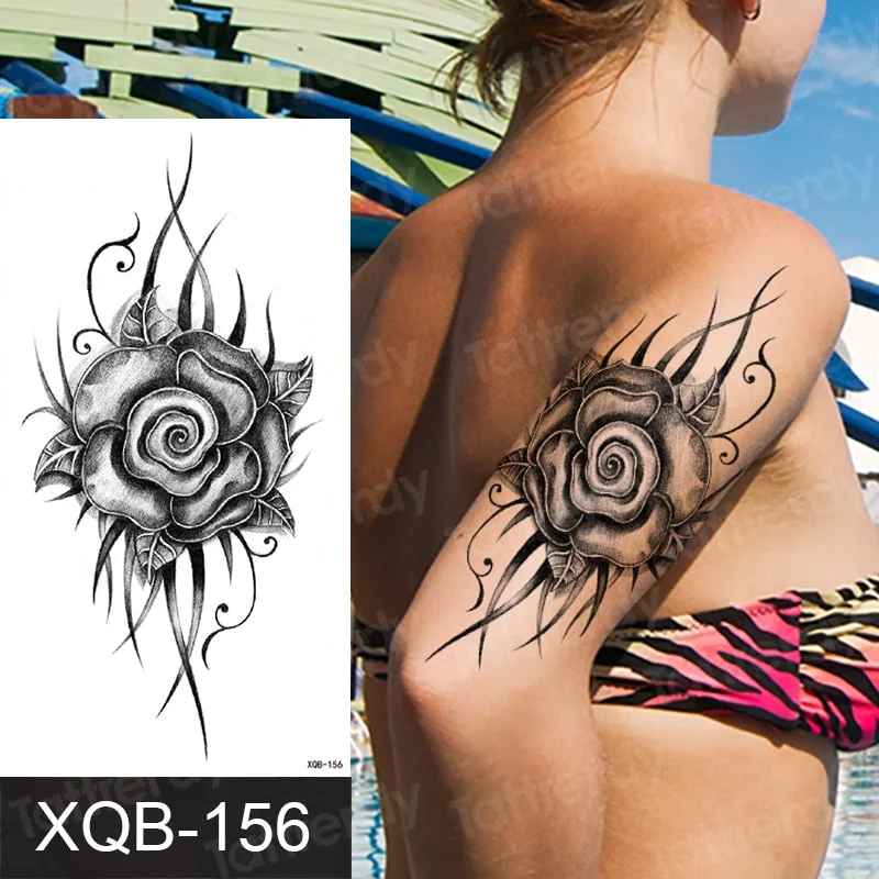 tattoo sticker rose flower temporary henna tattoos letter wolf sketches tattoo designs black sexy women tattoo waterdecals
