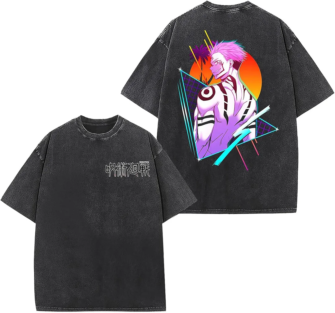 Jujutsu Kaisen Anime Printed Oversize Washed T-Shirt