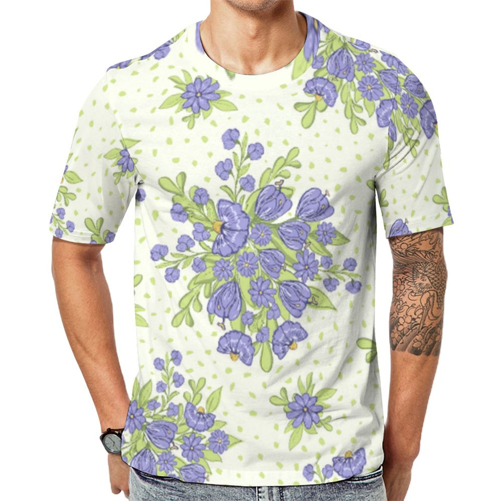 Elegant Floral Pink Blue Hydrangea Short Sleeve Print Unisex Tshirt Summer Casual Tees for Men and Women Coolcoshirts