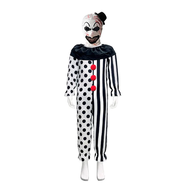 Kids Children Horror Movie Terrifier 2 Art the Clown Jumpsuit Set Outfits Cosplay Costume Halloween Carnival Suit