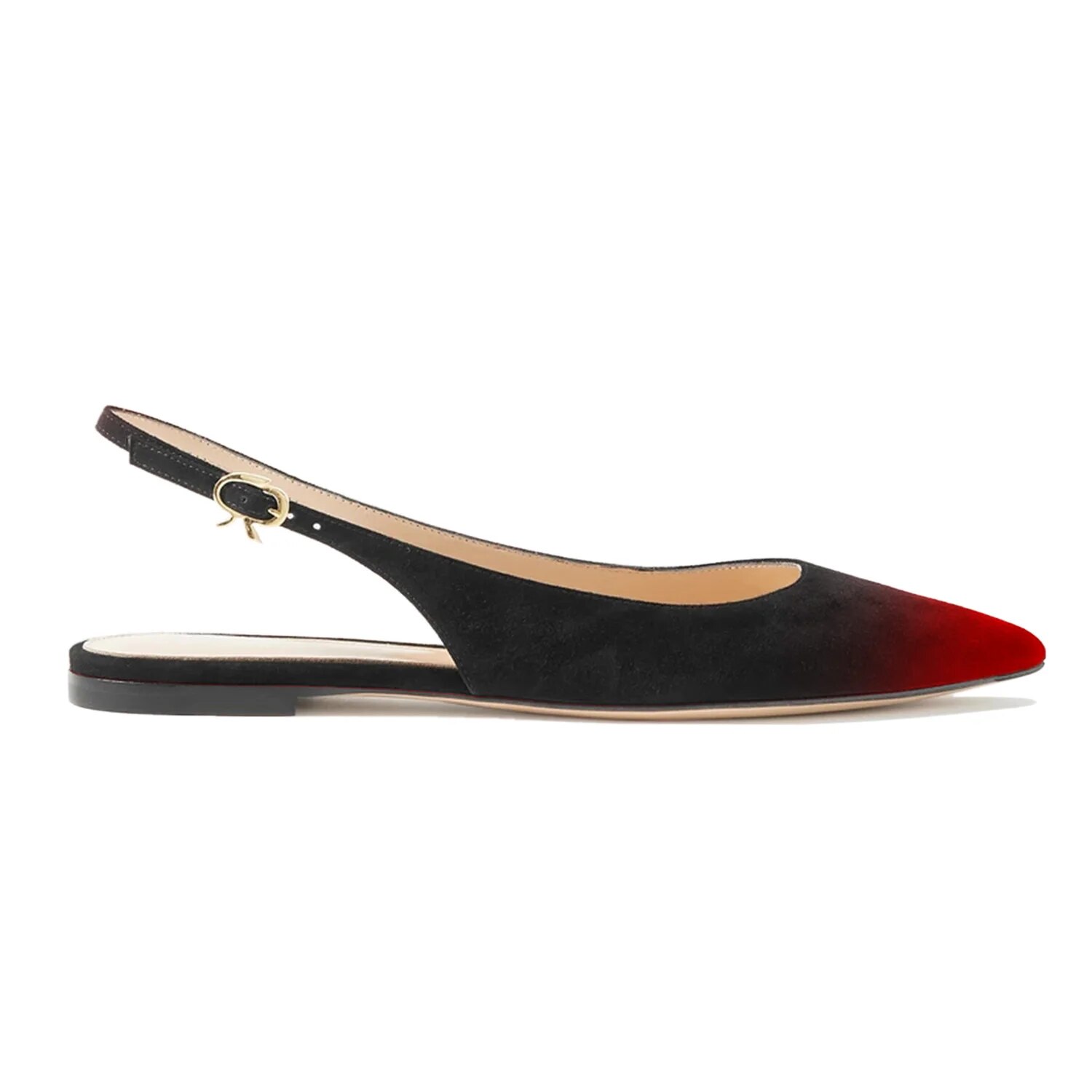 TAAFO Black Slinbacks Women's Flats Pointed Toe Ladies Concise Casual Dress Shoes Buckle Strap 
