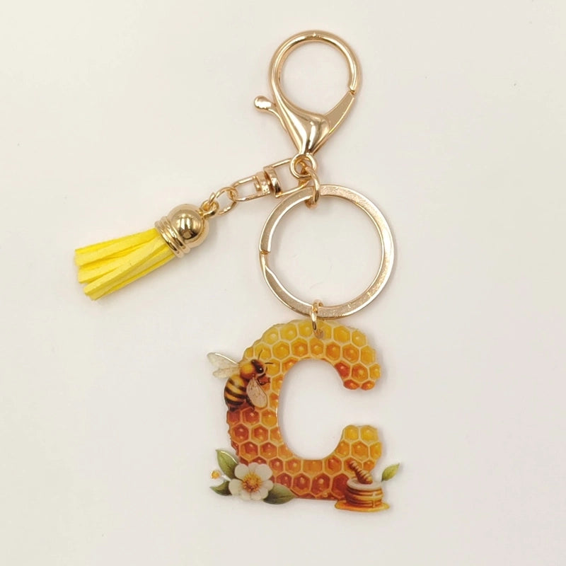 Classic Style Commute Letter Bee Arylic Unisex Bag Pendant Keychain