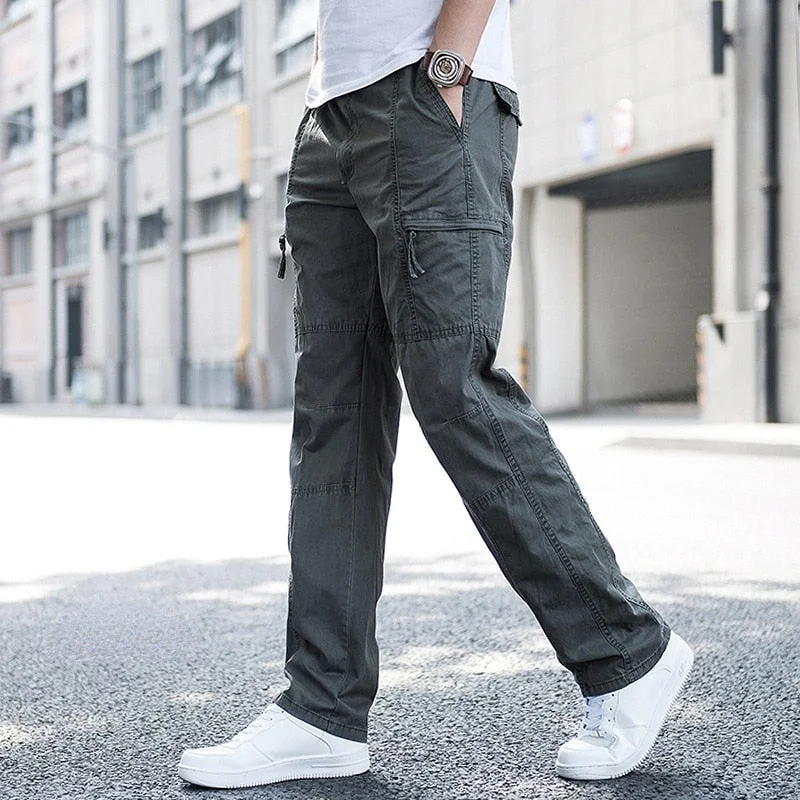 Black Friday Sales Big Size 6XL Men's Cargo Trousers Straight Leg Work  Pants Men Cotton Casual