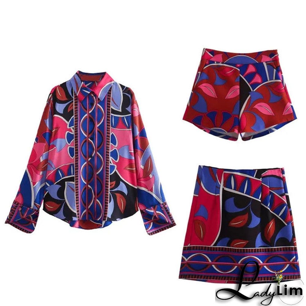 Single-breasted Printed Shirt and Bottom