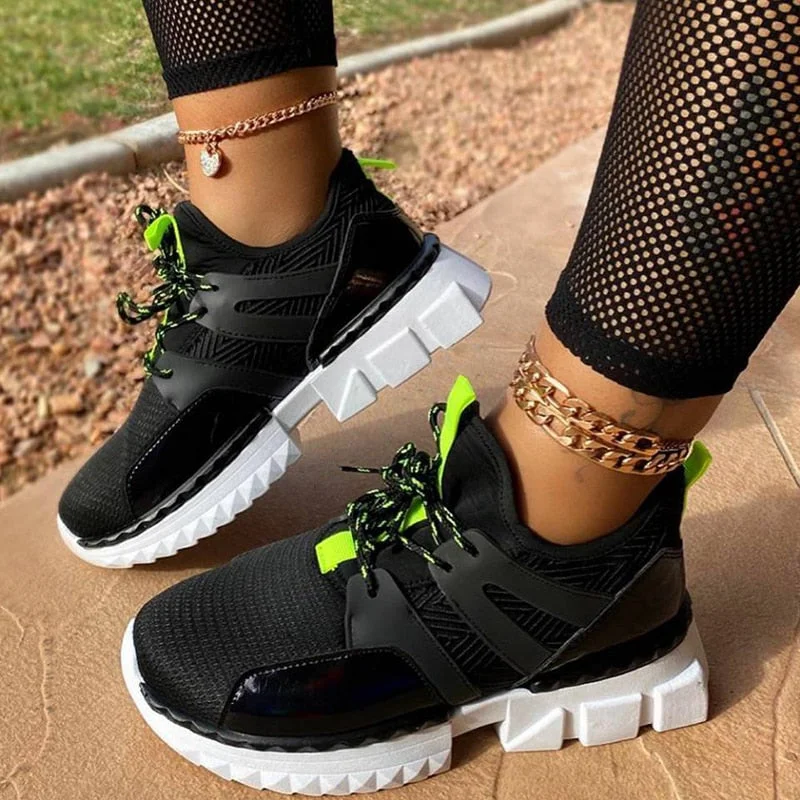 Women Sneakers 2022 Woman Mesh Breathable Tennis Shoes Women's Thick Soles Vulcanized Big Size Chunky Shoes Female Drop Shipping