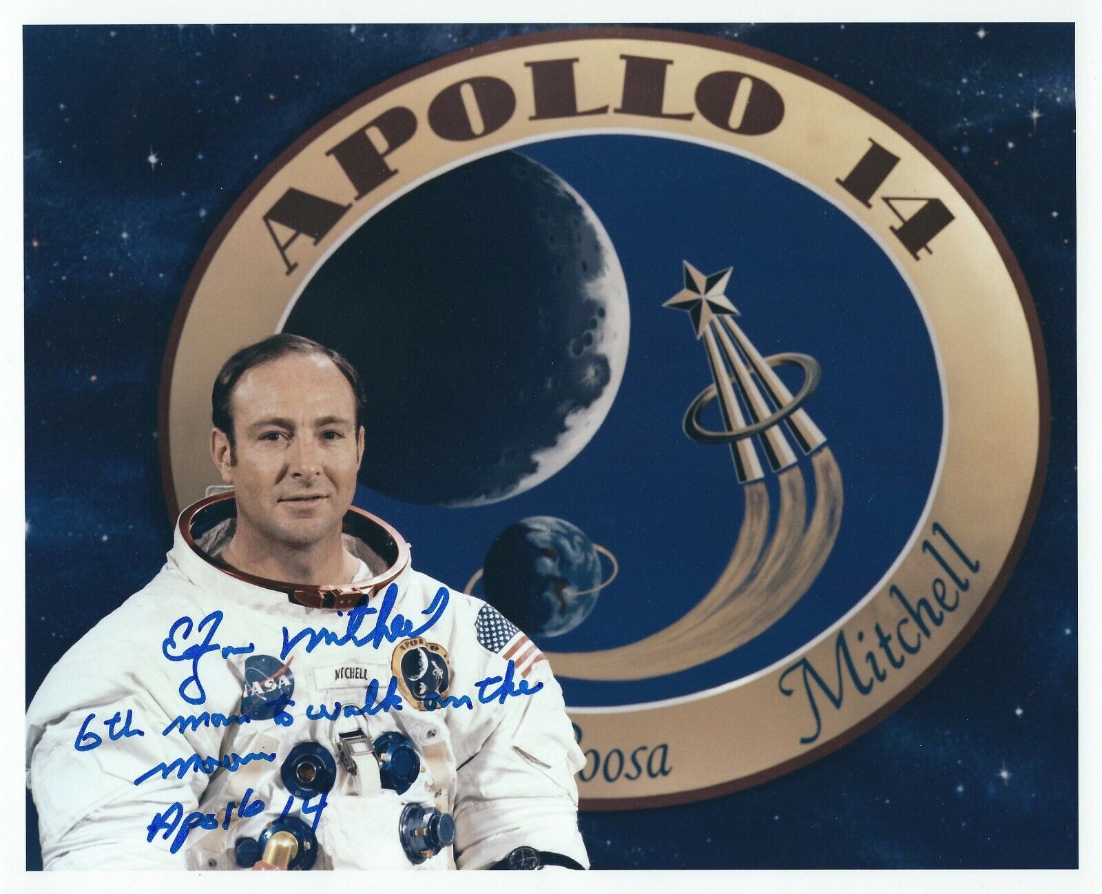 EDGAR MITCHELL APOLLO 14 SIGNED 8x10 Photo Poster painting 1 NASA ASTRONAUT - UACC RD AUTOGRAPH