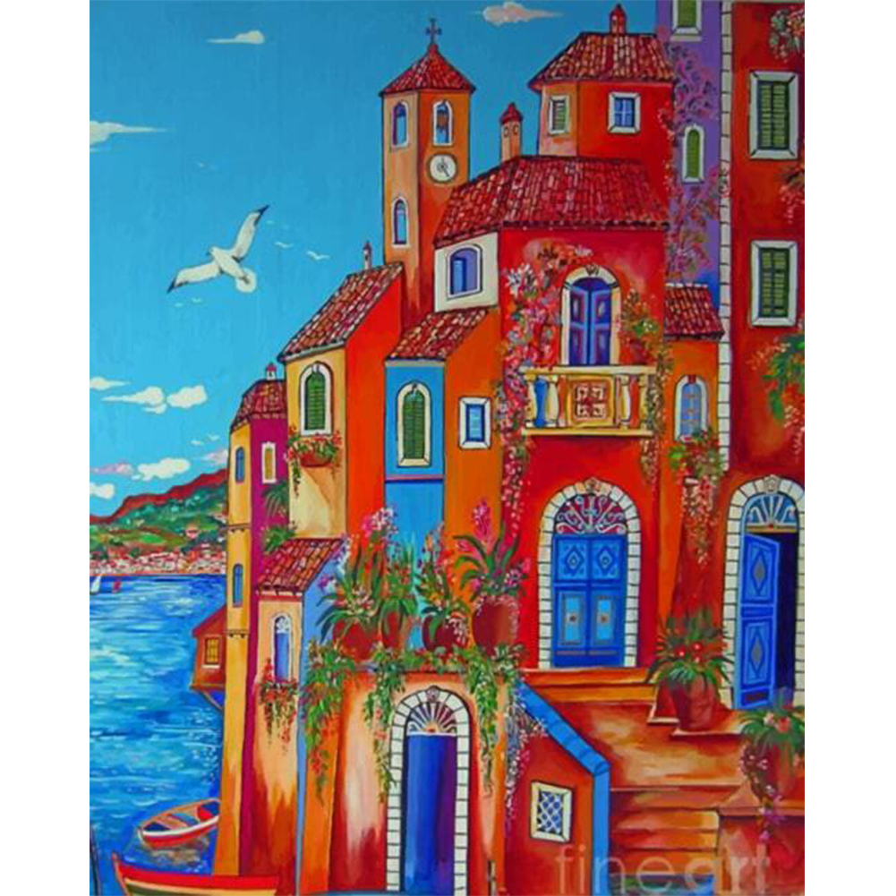 

40*50CM - Paint By Numbers - Seaside Villa, 501 Original