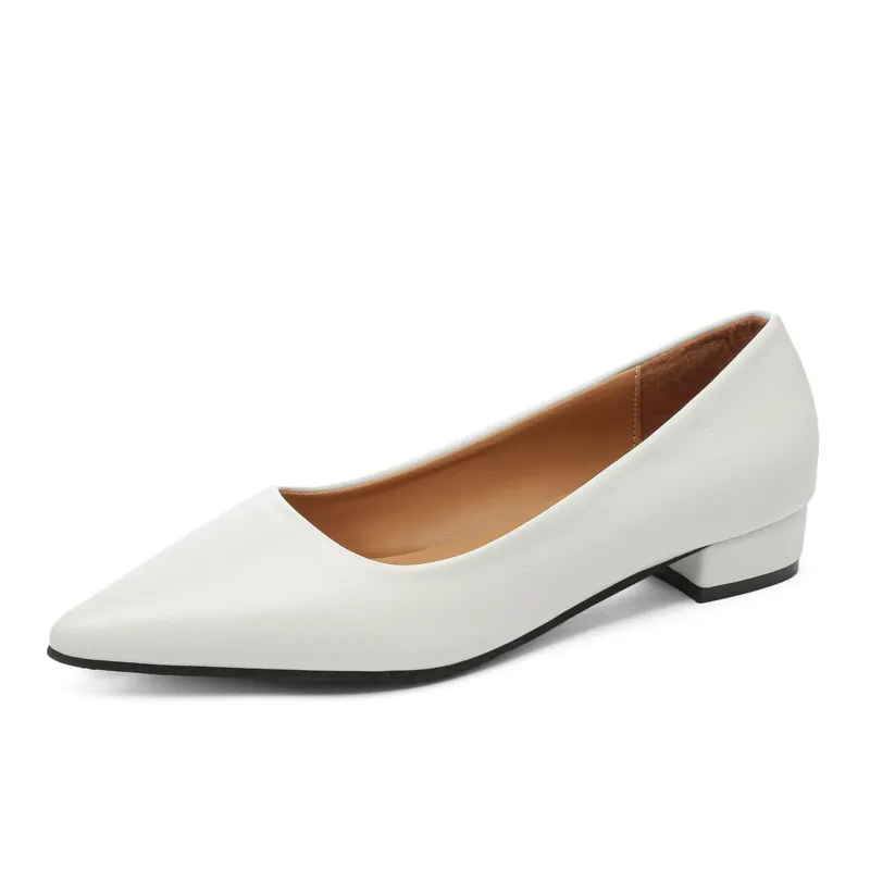 Breakj Breakj Pointed Light-Mouthed Square Heel Small Leather Shoes Women Business And Leisure Elegant Commute Single Shoes Fashion High Heels Women Four Seasons