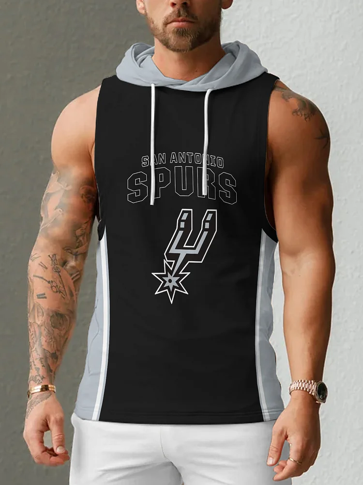 San Antonio Spurs Men's Casual Comfy Sleeveless Hooded Tank Top