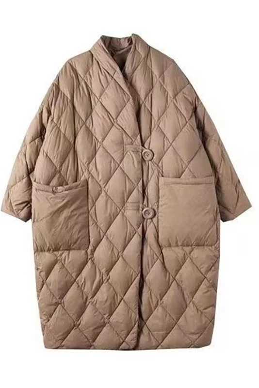 Plus Size Open Button Lightweight Down Coat