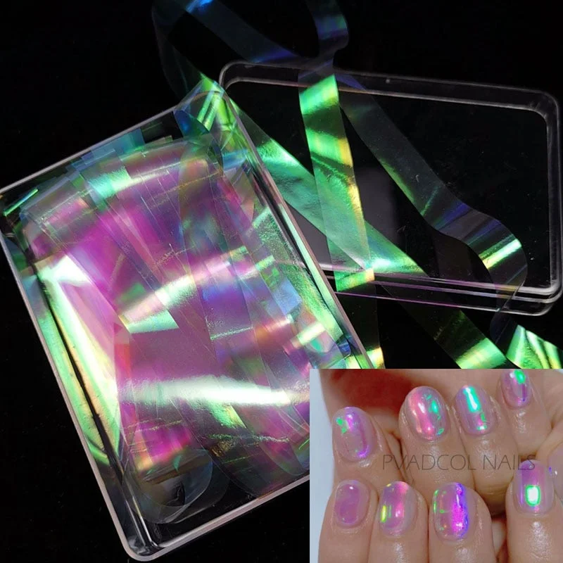 Japanese Nail Art Ice Aurora Nail Sticker Decals Korean Trendy Nails Design Self Adhesive Holographic Slider Manicure Decoration-Nail Inspo