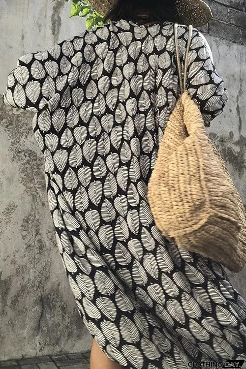 Leaf Belted Kimono Cardigan