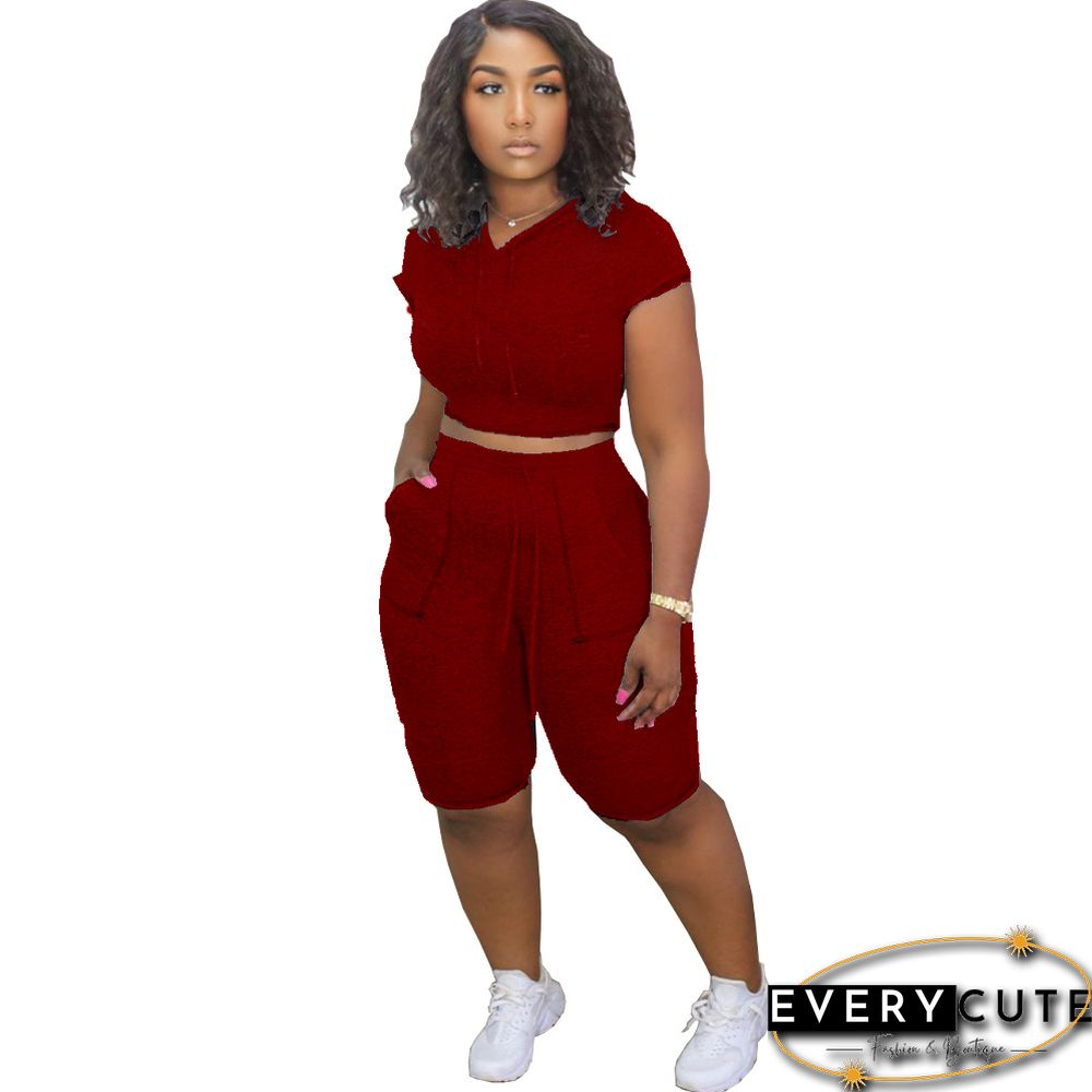 Women Fashion Printed Short Sleeve T-Shirts & Skinny Shorts Sets Two Pieces Outfits Crop Top And Short Pants Sets