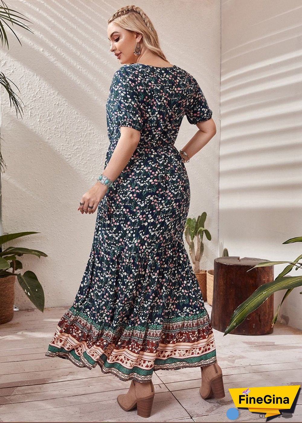 Boho Plus Size Mish Maxi Dress For Women