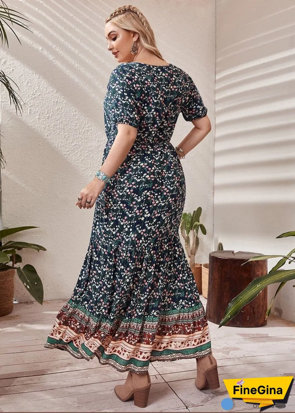 Boho Plus Size Mish Maxi Dress For Women