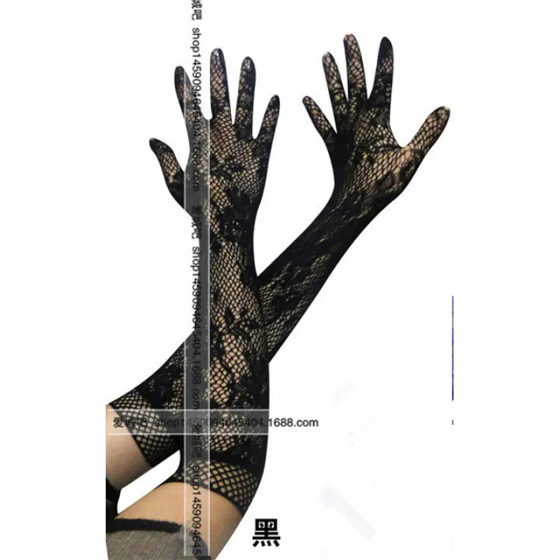 Churchf Sexy Transparent Lace Super Elastic Gloves Bride Nurse Maid Sex Lingerie Tempting Suit
