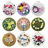 (Multi-Style) Flower-DIY Embroidery Kit with Pattern Cotton Threads Needles Hoop 30*30cm/11.81*11.81in
