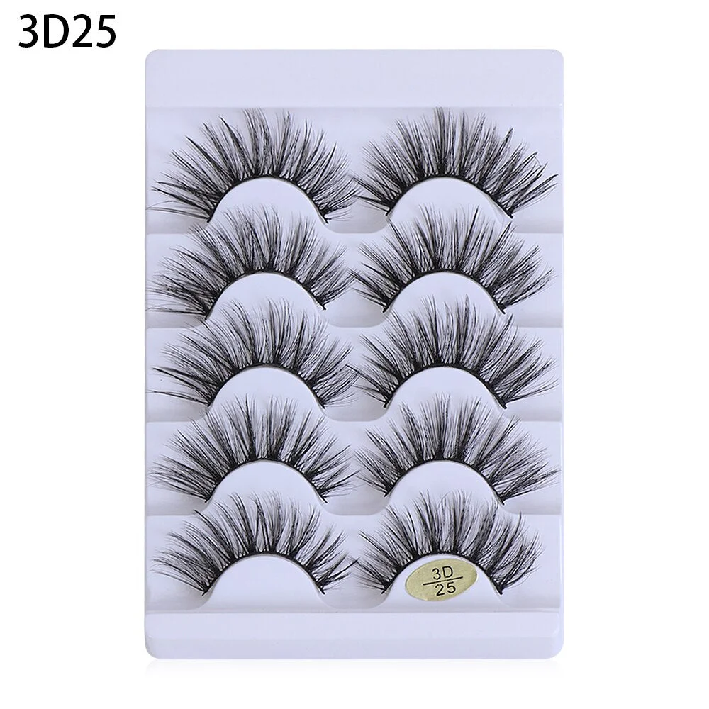 5 pairs of 3D artificial mink false eyelashes small bunch of fluff natural eyelashes manual eyelash extension tool NEW