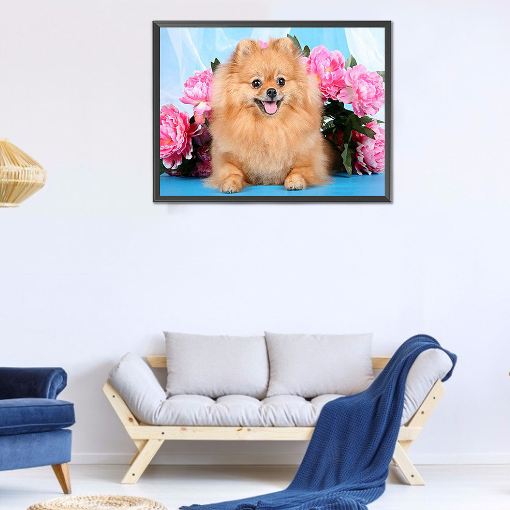 

(Multi-Size) Flower Dog-Round/Square Drill Diamond Painting, Square diamond 50*40cm, 501 Original