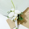 10PCS White Wedding Catering Bridal Groom Guests Corsage Boutonniere Wrist Artificial Flower Bouquets
