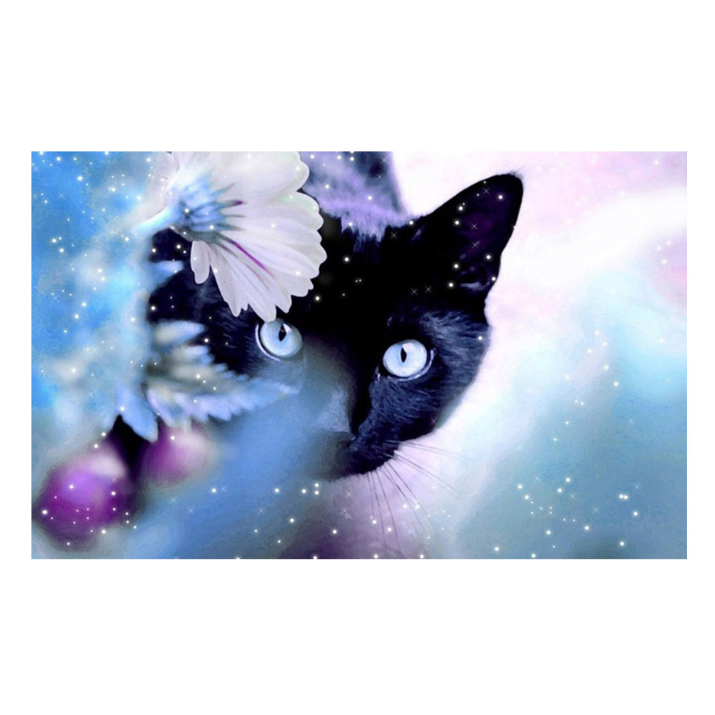 

40*30CM - Black Cat - Round Drill Diamond Painting, 501 Original
