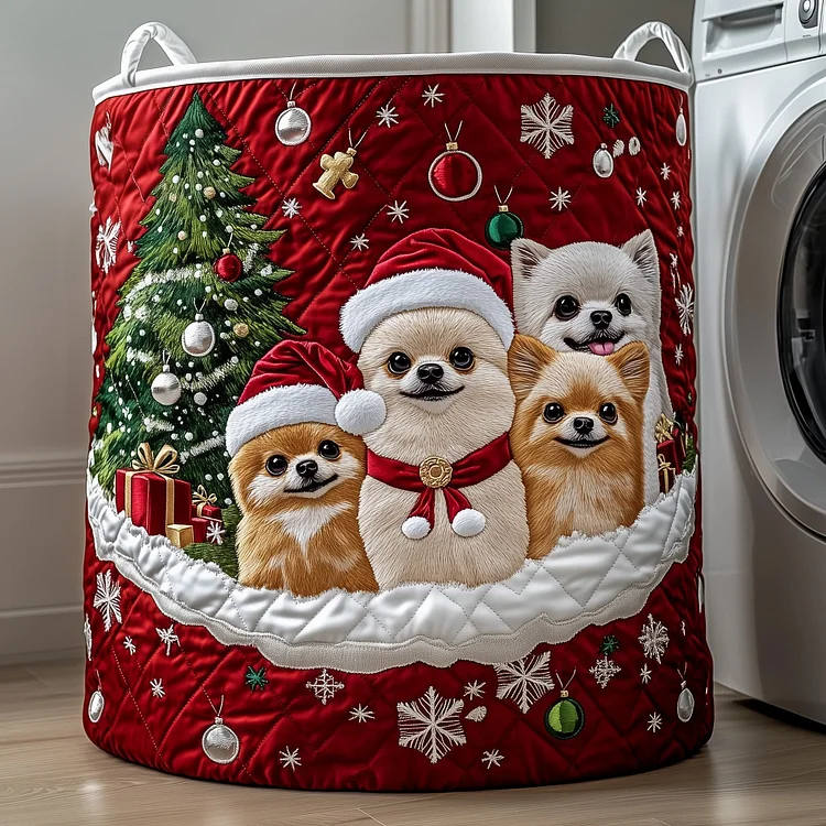 Jolly Pomeranian Quilted Laundry Basket GFTOTP13108