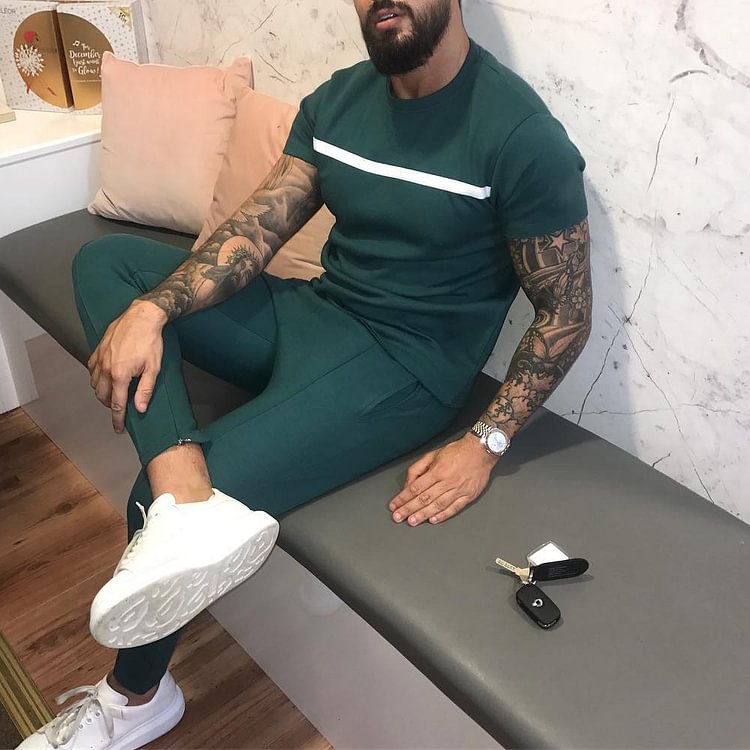 Men's casual short-sleeved sports suit