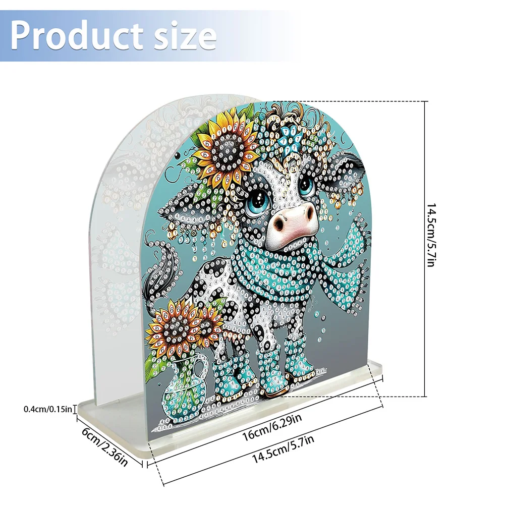 5D DIY Acrylic Cow Diamond Art Painting Napkin Holder Set Home Decor