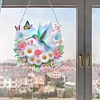 (US Local)Acrylic Special Shape Flowers Hummingbird Cloud Double Sided Effect Diamond Painting Pendant Kit
