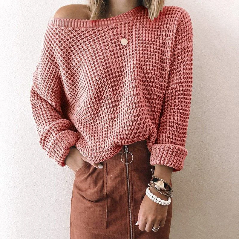 Acrylic Solid Casual Long Sleeve Sweater