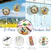 2pcs DIY Diamond Painting Flower Butterfly Bee Wind Chimes Crystal Window Suncatcher Craft Set Birthday Gifts Home Garden Decor
